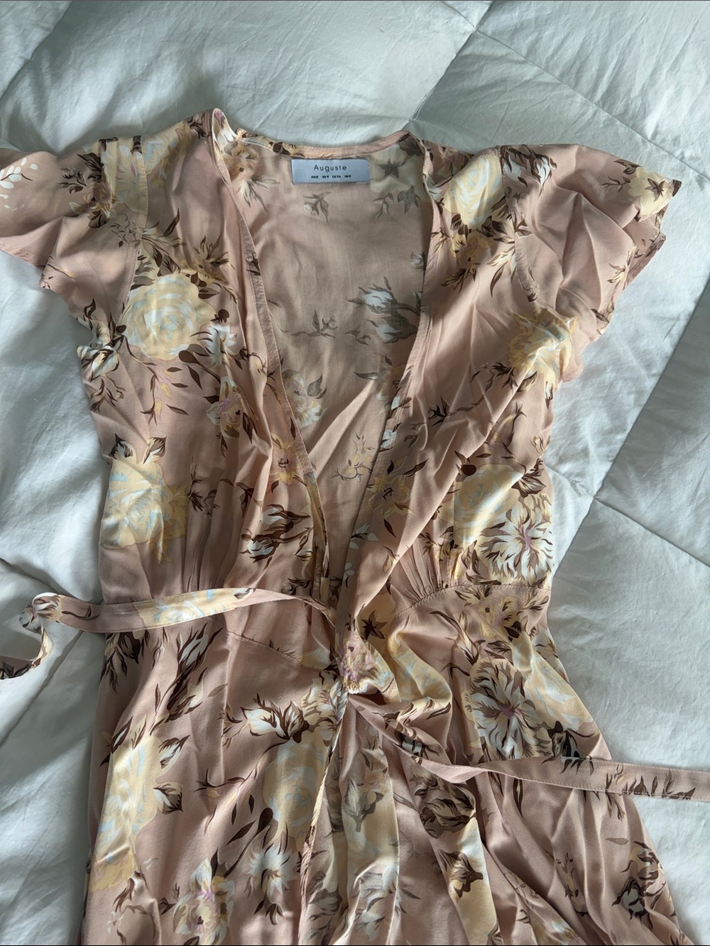 Auguste The Label Blush Pink Floral Wrap Dress